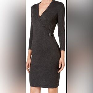 Calvin Klein Women's Long Sleeve Faux Wrap Sweater Dress